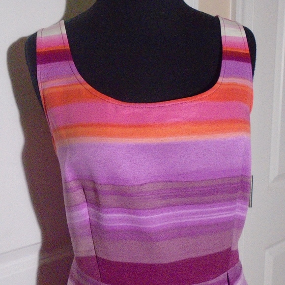 LOFT Sleeveless Stripe A-Line Dress Party/Work - Picture 3 of 6